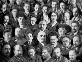 Портреты большевистских лидеров, среди которых отсутствует Сталин, из альбома «Октябрь»